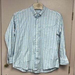 Peter Millar Mens XXL Gingham Check Performance Button Down Shirt Blue Tan
